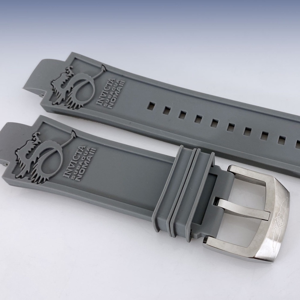 Invicta Subaqua Noma III Dragon Embossed Gray Silicone Rubber Watch Strap